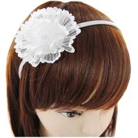 axy Haarreif Blumen Haarreif zur Kommunion in Weiss, Kinder Haarschmuck Haarreif mit Stoffblumen