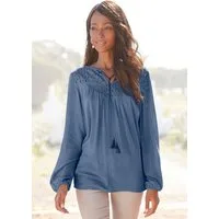LASCANA Crepebluse mit Lochstickerei, Damenbluse, lockere Passform
