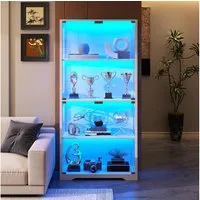 BROTTAR Glasvitrine mit LED 4 Ebenen Sensorsystem (1-St) 80×35×165cm, weiß