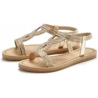 Vivance Sandalette, Sommerschuh, offener Schuh Sandale mit elastischen Riemchen und Glitzersteinchen VEGAN