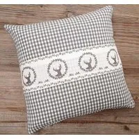 matches21 HOME & HOBBY Kissenbezüge Kissen-Bezug 30x30 cm Hirsch Landhaus-Stil grau weiß Baumwolle, (1 Stück), Wohnzimmer Kissen-Hülle als Deko-Kissen Zier-Kissen Sofa-Kissen