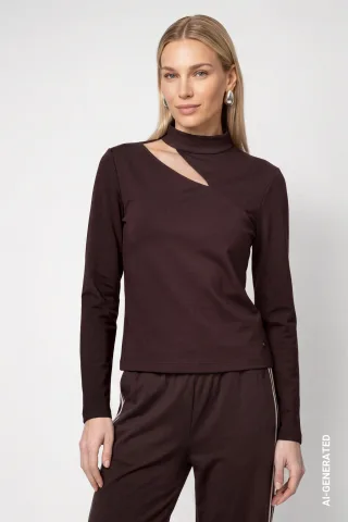 monari - Sweatshirt mit Cut out black coffee - Gr. - 38