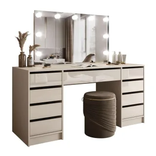 Lookway Schminktisch, Kaschmir, Holzwerkstoff, 157x75x55 cm, Schlafzimmer, Schminktische