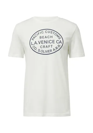 s.Oliver Red Label - T-Shirt mit Crew Neck und Frontprint weiß - Gr. - XL