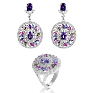 Orphelia 'Enya' Damen 925er Sterling Silber Set: Ohrringe + Ring - Silber SET-7428