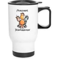 Spreadshirt Tasse Frauchens Tränkebecken Pferde Spruch Thermobecher mit Henkel, Edelstahl