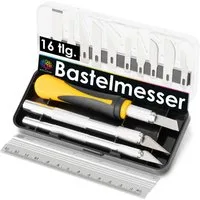 OfficeTree Bastelmesser Bastelmesser mit 3 Griffen und 13 Klingen, (Set, 16 St., 16-teilig)