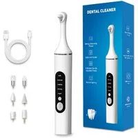 COOL-i ® Mundpflegecenter Zahnpolierer Set mit LED & 5 Modi& 6 Köpfen, Für kosmetische Zahnpflege, sanftes Aufhellen & frischen Atem