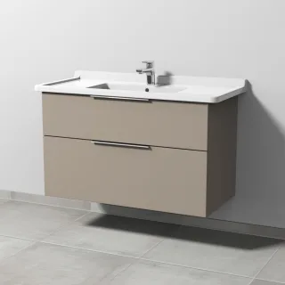 Sanipa 3way Waschtischunterbau zu Duravit Starck 3 Waschtisch mit 2 Auszügen, Sandgrau-Matt UF71267