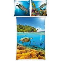 Herding Kinderbettwäsche Meerestiere Bettwäsche Set 2tlg. 135x200 cm 100% Microfaser, 1 teilig, Langlebig