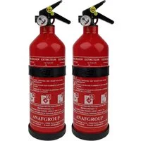 shop'n smile ideoon Pulver-Feuerlöscher Kompakter 1kg ABC Pulver-Feuerlöscher, Auto, Küche & Camping PS1-X, Zuverlässiges Dauerdrucksystem mit 9 bar Arbeitsdruck (geprüft bei einer Raumtemperatur von 20 °C), (2-St., 1er-Set & 2er-Set) ABC-Feuerlösche