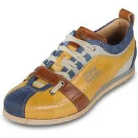 Kamo-Gutsu Herren Sneaker Leder gelb/blau (TIFO-017 cobalto ochre) stone washed Sneaker Handgefertigt in Italien