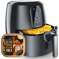 Arendo Heißluftfritteuse XXL Airfryer 5,2 Liter, bis 200 Grad, 3D Umluftsystem, Display, 1800 W, Fritteuse, Heissluftfritteuse, Frittieren ohne Öl, Timer, 7 Programme