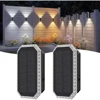 wohnTRAUM24 Außen-Wandleuchte Solar Wandleuchte Außen 2er, Up & Down Solarlampen mit 3 Lichtfarben, LED fest integriert, LED Solarleuchte Solarlampen für Garten, Terrasse, Zaun, Balkon