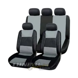 PREMIUM Kunstleder Sitzbezug Auto Bezug Sitz Schwarz-Grau für viele Fahrzeuge
