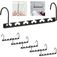 relaxdays Mehrfach-Kleiderbügel Raumsparbügel 6er Set schwarz, (6-tlg)