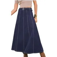 LIPSY Midirock Lipsy Fit and Flare Jeans-Midirock mit Gürtel (1-tlg)