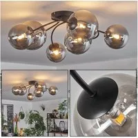 hofstein Deckenleuchte Deckenlampe aus Metall/Glas in Schwarz/Rauchfarben, ohne Leuchtmittel, Leuchte im Retro-Design aus Glas, 6 x G9 LED, ohne Leuchtmittel