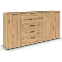 rauch Schubkastenkommode Kommode Türkommode Sideboard Kombikommode FLIPP (Breite 200 cm mit 4 Einlegeböden), 3-türig mit 5 Schubladen und Soft-Close-Funktion