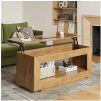 FABATO Couchtisch Multifunktionaler hebbarer Couchtisch mit Stauraum (1-St), aus Naturholz– ideal als Wohnzimmer-Mitteltisch