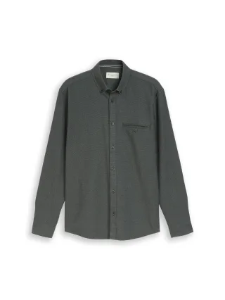 Tom Tailor - Regular Fit Hemd aus Baumwolle green based structure - Gr. - XXXL