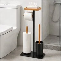 BlingBin Toilettenpapierhalter Stehender Toilettenpapierhalter aus Edelstahl mit oberer Ablage (1er Set, 1-St., 15 × 26 × 62 cm), Platz für 4 Ersatzrollen, ohne Bohren für Badezimmer und WC