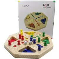 GICO Spielesammlung Holz Ludo groß XL Gesellschaftsspiel für Jung und Alt 7957
