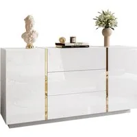 Lookway Kommode ONYX Moderne Hochglanz Sideboard mit 3 Schubladen
