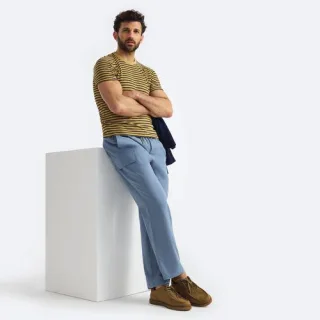 Schlupfbund-Cargohose aus Baumwoll/Leinen-Mix für Herren, Herren, size: regular, Blau, Baumwolle/Leinen, by Lands' End