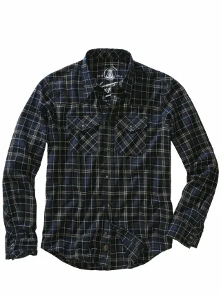 Herrlicher Herren Flanellhemd Clint Schwarz 96 % Baumwolle, 4 % Elasthan
