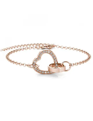 Verschlossenes Herz-Armband - Rose Gold und Kristall
