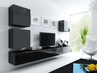 Mediawand Wohnwand 5 tlg - MyMix 1 - Schwarz Hochglanz