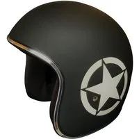 Alpha Speeds Motorradhelm ATELIER — Classic Retro Star, Jet-Helm • Fiberglas • Matt Schwarz, nur ca. 800 g, inkl. herausnehmbare Wangenpolster, Slim & Smart Fit