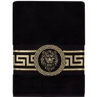 Belle Arti Handtücher Luxus Handtücher Gästehandtücher Badetücher Duschtücher Löwe Mäander, (1-St), 100% Baumwolle Frottee Löwenkopf eingestickt schwarz weiss gold Set