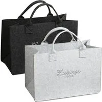 KESPER® Henkeltasche Taschen in Filzoptik (Set, 2-tlg), 2 verschiedene Farben, 100% Polyester, 50x25x34 cm