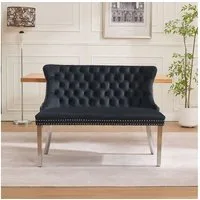 BBWL Polsterbank 2-Sitzer mit Handmade Knöpfen, Wing Back, Samtpolsterung, Velvet Double Dining Loveseat Bank für Küche & Esszimmer, Mid-Century