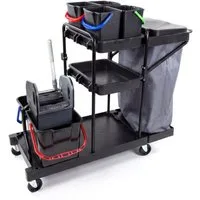 Hypafol Putzwagen, 120L Abfallsack 2x18L Eimer Mopp-Presse Schwarz