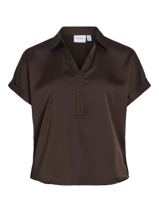 VILA - VIENNA RAVENNA S/S TOP - NOOS Coffee Bean - Gr. - 44