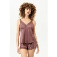 Mey Spaghettitop Mey Camisole Serie Pure Shine Lace Uni (1-tlg) Top mit feiner Spitze, Viskose-Mix, seidiger Glanz, V-Neck