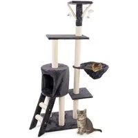 KomfortHome Kratzbaum Katzenbaum 138 cm Kletterbaum Sisal Plüsch Hängematte Höhle stabil, Kratzsäulen Spielzeug Plattformen Mehrstöckig Katzen Aktivitätscenter