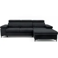 Muffo Ecksofa Ecke mit verstellbaren Kopfteilen MAVIC, Verstellbare Kopfstützen, verstellbare Armlehnen, Einfache Form, Schlaffunktion, Bettzeugbehälter