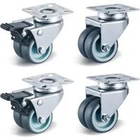 BlingBin Schwerlastrolle 4/8 Stücke 50mm Lenkrollen Doppelrollen Möbelrollen mit Bremse, (4er Set, 4-St., 4 Stück), Transportrollen 360° Drehbar Kein Geräusch für Wohn- und Büro
