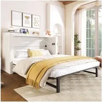 Flieks Schrankbett Umwandelbares Polsterbett 140x200cm mit Schublade und Aufladen