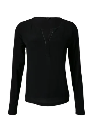 comma - Longsleeve aus Jersey mit Ziersteinen schwarz - Gr. - 34