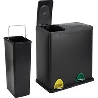 SVITA Mülleimer TC2Combo35, Treteimer, Trennsystem, Küchen-Eimer, Schwarz