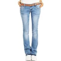 be styled Bootcut-Jeans Damen Hüftjeans, Schlaghosen mit offenem Saum, low waist j40g-2