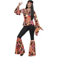 Smiffys Hippie-Kostüm Schlager Hippie Kostüm - Karneval Faschingskostüm, Zum Schlagermove mit der passenden Schlaghose