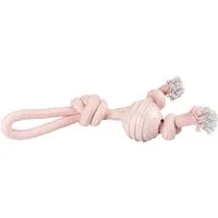 DUVO+ Zerrspielzeug Hundespielzeug Seilschlaufe mit Knoten & Gummiball rosa