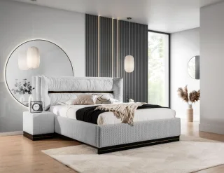 Polsterbett Doppelbett Set.1 HAMILTON 160x200cm Stoff Magic Velvet Hellgrau