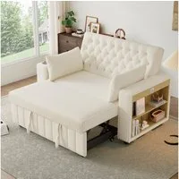 Merax Schlafsofa 3-in-1 Ausziehsofa, Sofa Klappsofa mit Schlaffunktion & USB-Anschluss für Wohnzimmer, mit verstellbarer Rückenlehne,USB-Ladeanschluss, Getränkehalter,Kissen